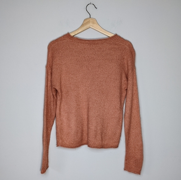 Madewell Alpaca Chelsea Pocket Pullover Knit Crop Box Sweater Peach Pink Size XS - Picture 5 of 10